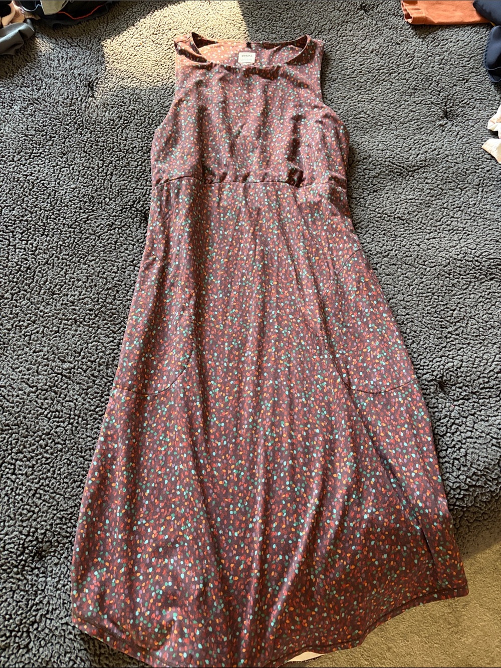 Prana Sleeveless Maxi Dress in Wine Floral